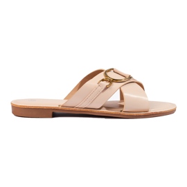 Beige Shelovet-Hausschuhe für Damen