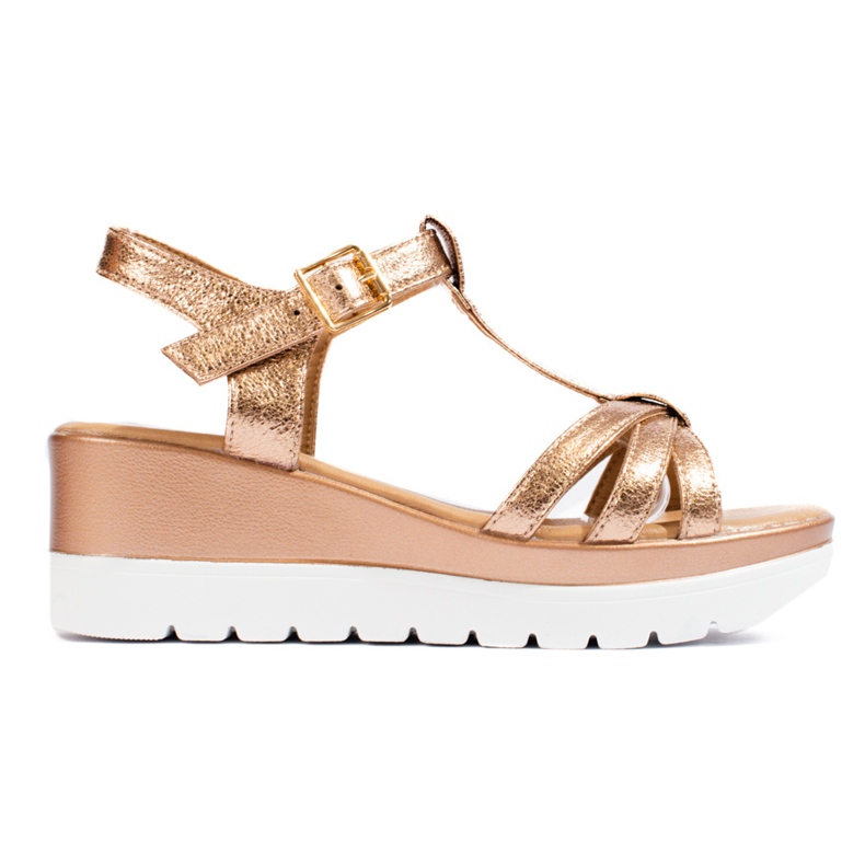 Goldene Keilsandalen von Shelovet für Damen