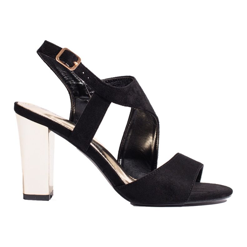 Schwarze Wildleder-Sandalen mit Absatz von Shelovet