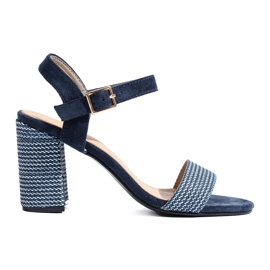 Marineblaue Shelovet-Damensandalen mit dekorativem Absatz