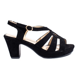 Schwarze Wildleder-Absatzsandalen für Damen von Shelovet