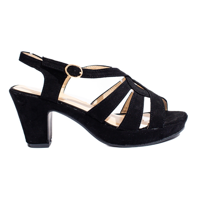 Schwarze Wildleder-Absatzsandalen für Damen von Shelovet