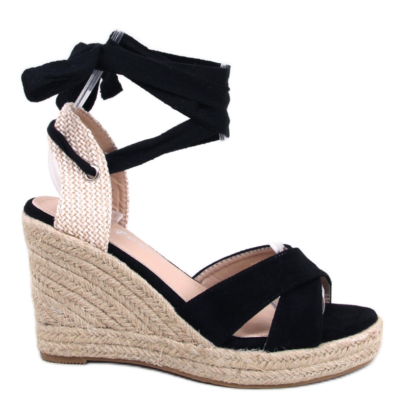 Schwarze Espadrilles auf Keilgeflecht schwarz M319P Black