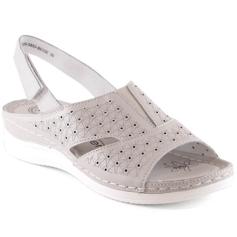 Bequeme Ledersandalen mit Gummiband eVento W 5850 beige