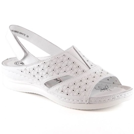 Bequeme Ledersandalen mit Gummiband eVento W 5850 weiß