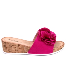 BM Keilsandalen mit Blumen Peluso Fuchsia rosa