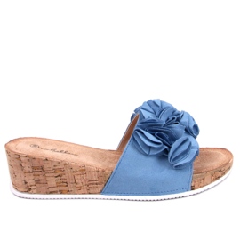 BM Keilsandalen mit Blumen Peluso Blue blau