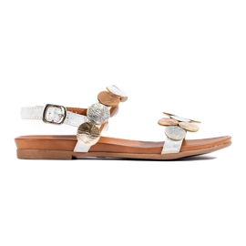 Flache Damensandalen von Shelovet in Silber