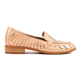 SHELOVET Goldfarbene durchbrochene Damenschuhe Potocki beige