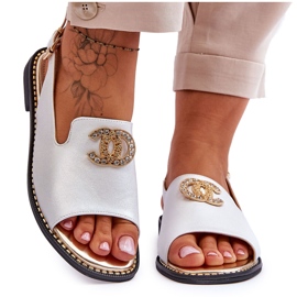 Damensandalen mit Verzierung S.Barski KV-2775-49 Silber silber-