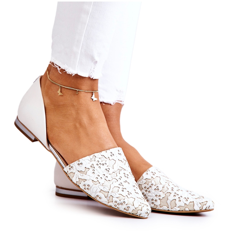 Elegante Ballerinas aus Leder Laura Messi 1110 Beige