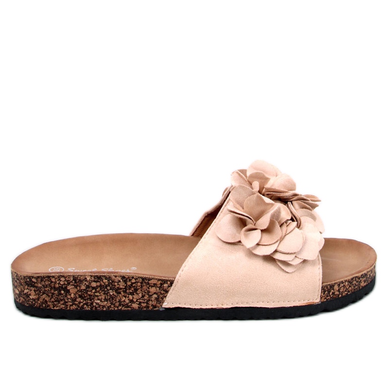 Fowley Beige Blumen-Kork-Hausschuhe