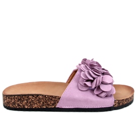 BM Korkpantoffeln mit Fowley Purple Blumen lila