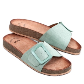 Pantoletten mit Schnalle von Darke Verde grün