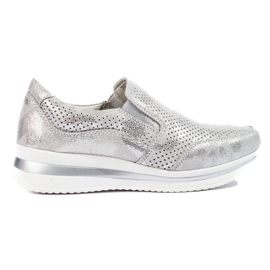 Leder-Plateau-Sneaker von Shelovet in Silber