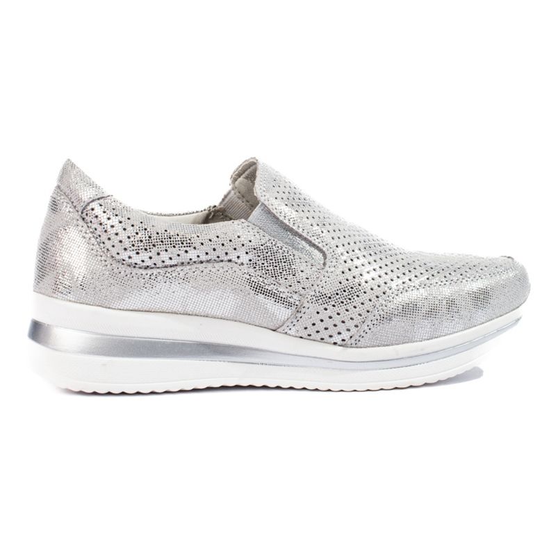 Leder-Plateau-Sneaker von Shelovet in Silber silber-