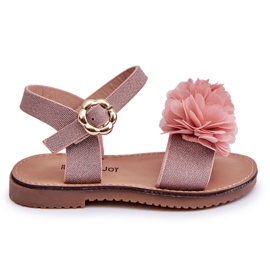 FR1 Modische Kindersandalen mit rosa Polyblumen