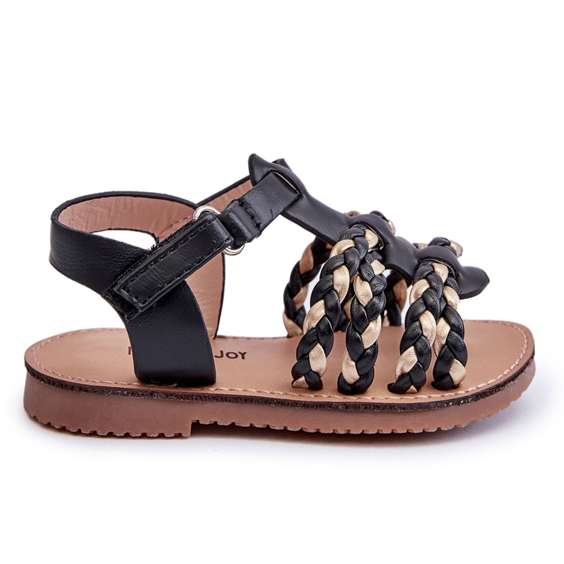 Kinder-Sandalen mit Klettverschluss und Streifen, Schwarz, Sammy