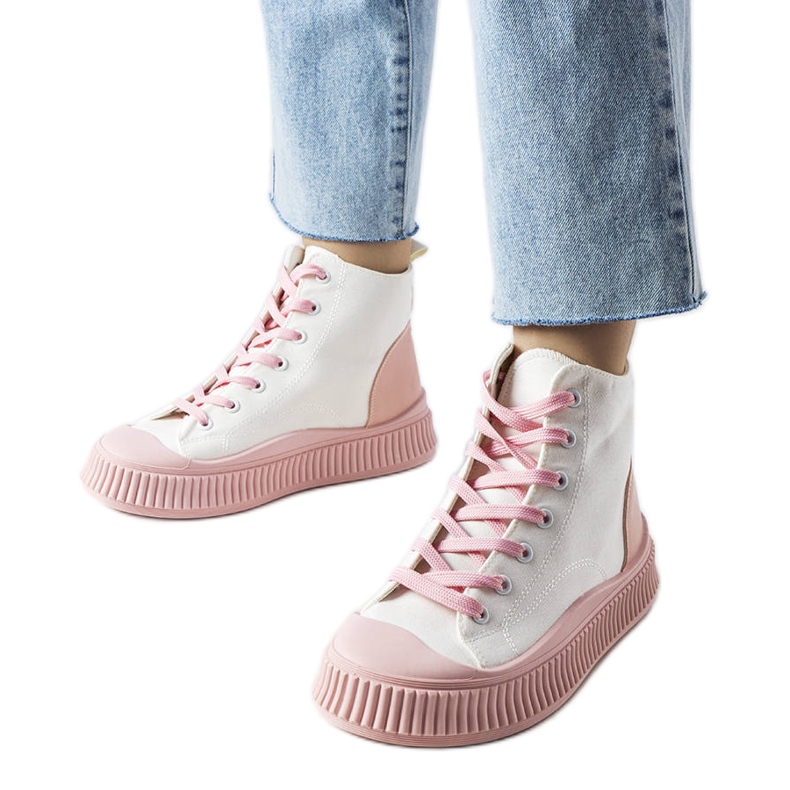 Terri rosafarbene Plateau-Sneaker weiß