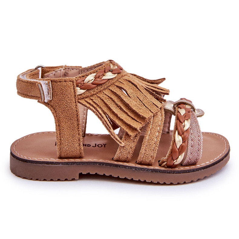 Kinder-Sandalen mit Klettverschluss und Quasten, braun, Missy