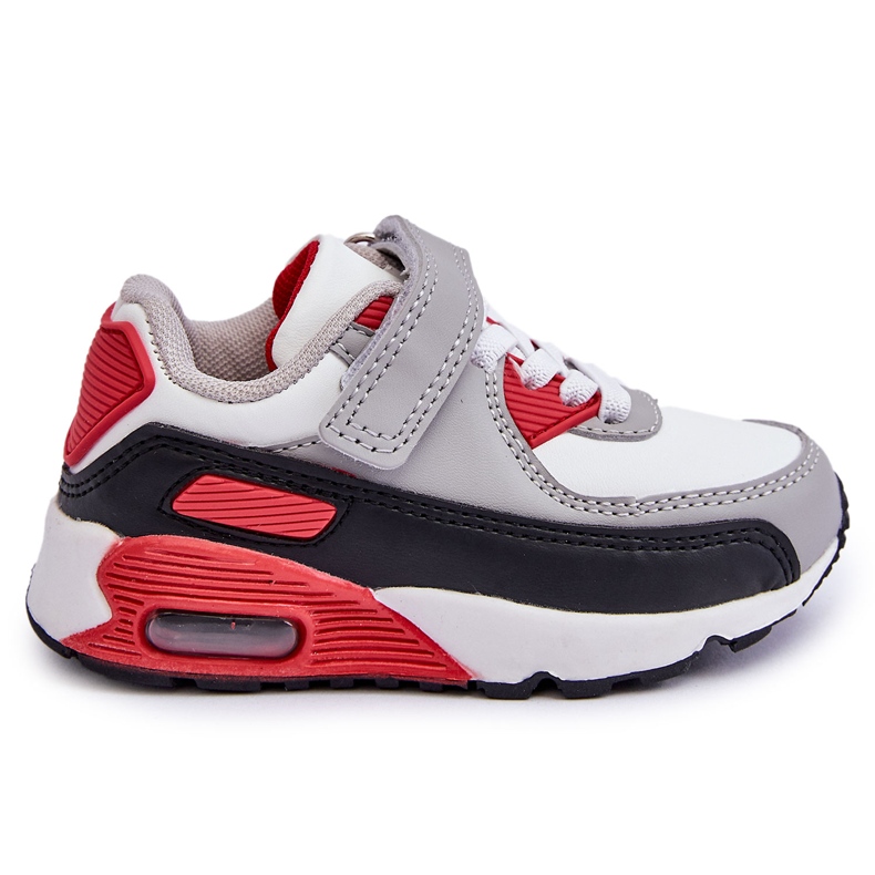 FR1 Kinder-Leder-Plateau-Sportschuhe Weiß und Rot Lori