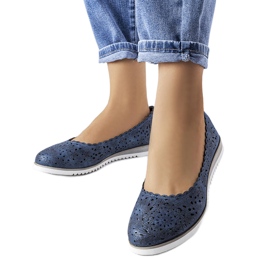 Marineblaue, durchbrochene Ballerinas von Findley