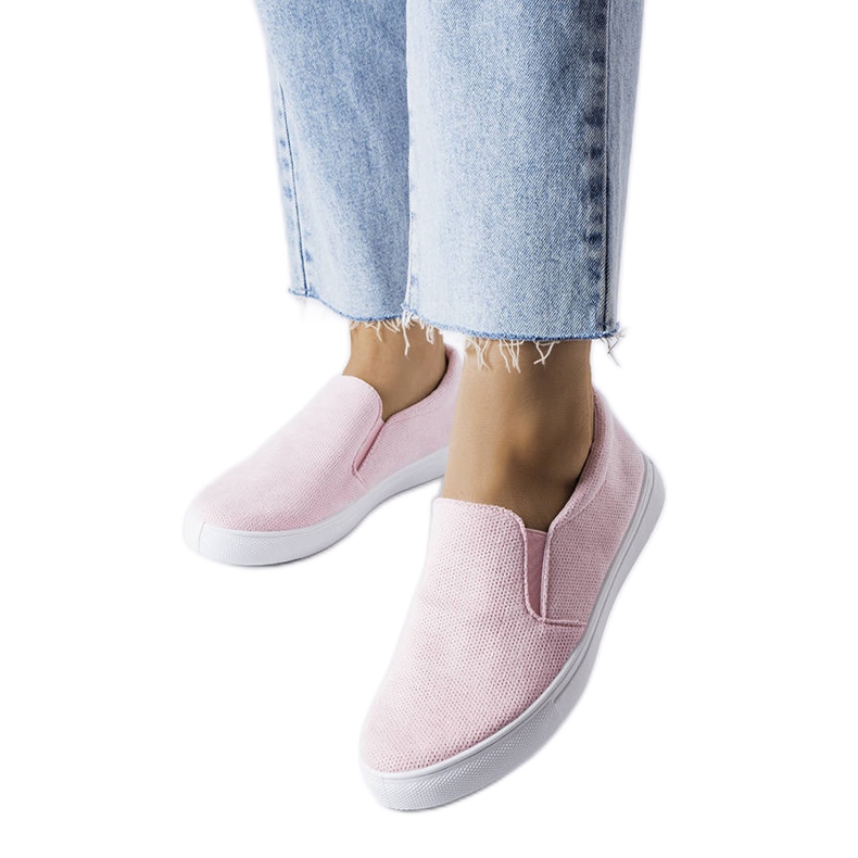 Rosa Slip-On-Sneakers aus Stoff von Lajeunesse