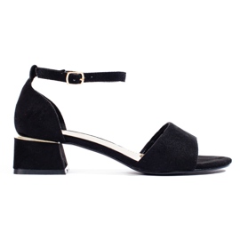 Schwarze Shelovet-Sandalen mit niedrigem Absatz