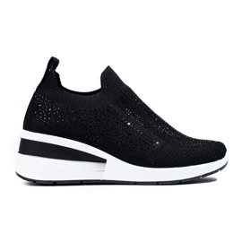 Schwarze Shelovet-Sneaker aus Textil mit Keilabsatz