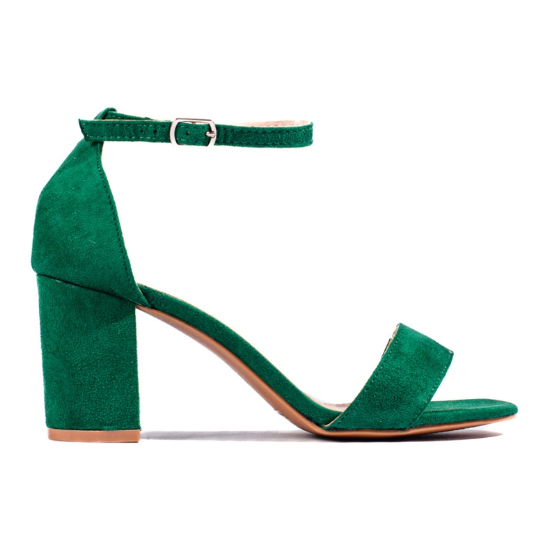 Grüne Wildleder-Blocksandalen von Shelovet