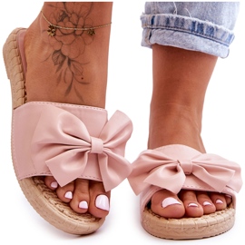 FK1 Modische Damenhausschuhe mit rosa Estera-Schleife