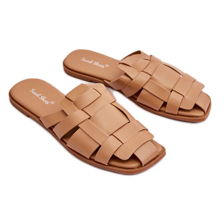 WS1 Beige gestreifte Hausschuhe von Reyna für Damen