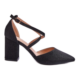 WS1 Modische glänzende Pumps auf schwarzem Galaxy-Absatz