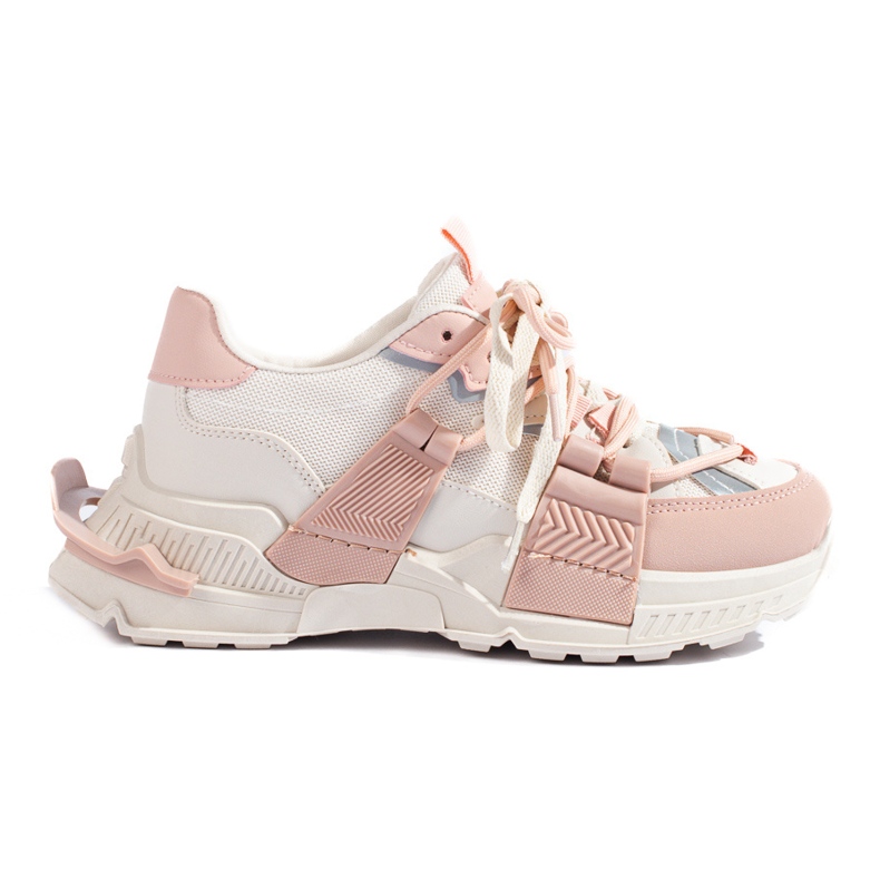 Weiße und rosa Sneaker mit dicker Sohle von Shelovet