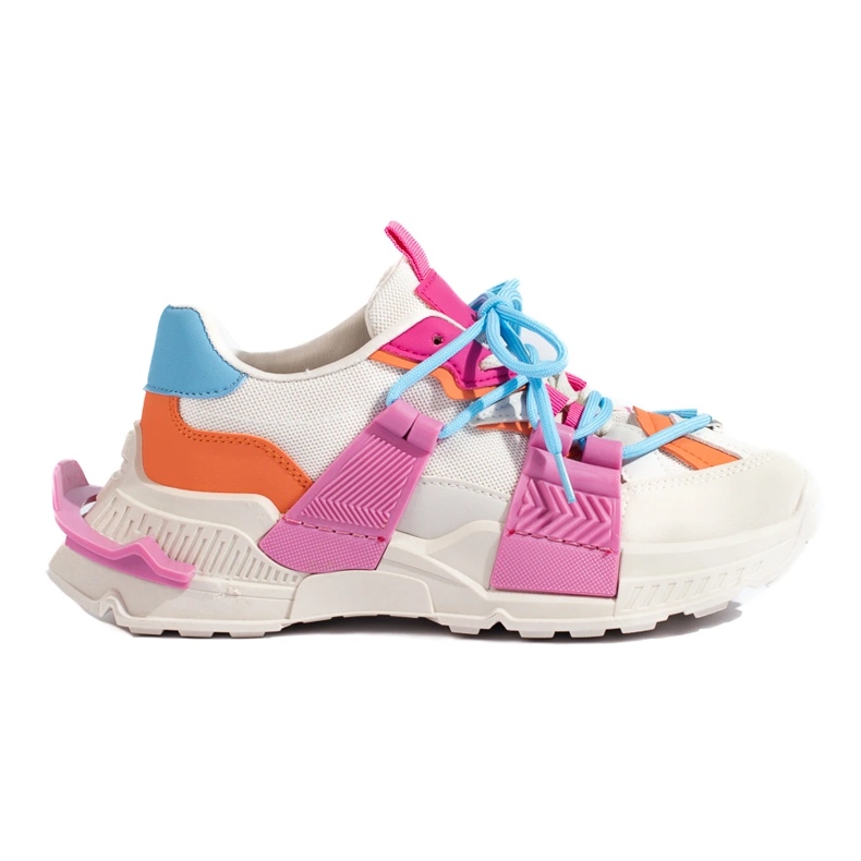 Mehrfarbige Damen-Sneaker mit dicker Sohle von Shelovet weiß