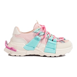 Mehrfarbige Damen-Sneaker mit dicker Sohle von Shelovet rosa