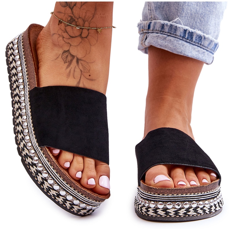 WR1 Damen-Hausschuhe aus glattem Wildleder in Schwarz von Hayen