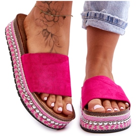 WR1 Damen-Hausschuhe aus glattem Wildleder, Fuchsia Hayen rosa