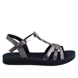 Aguilera Schwarze Damensandalen silber-