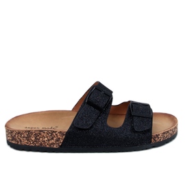 Alexa Schwarze glitzernde Korkhausschuhe