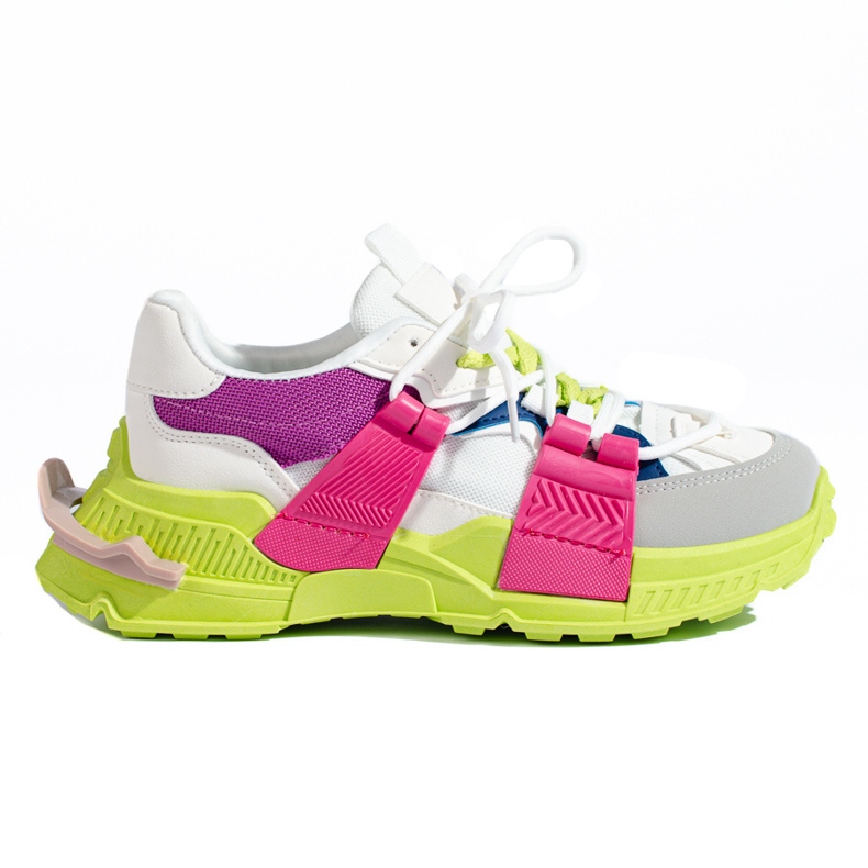 Mehrfarbige Damen-Sneaker mit dicker Sohle von Shelovet weiß