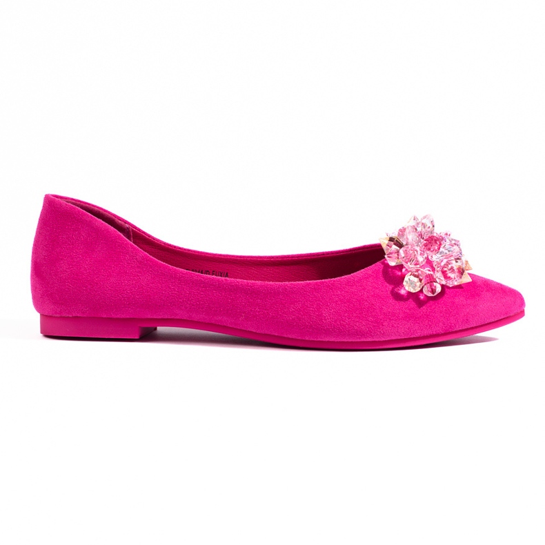 Damen-Ballerinas in Fuchsia mit Shelovet-Kristallen rosa