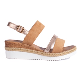 Braune Shelovet-Keilsandalen für Damen