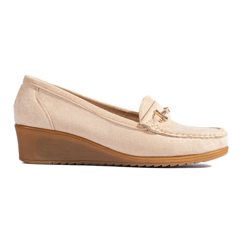 Damen-Loafer aus Wildleder mit Keilabsatz von Shelovet beige