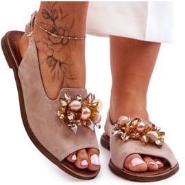 Flache Wildledersandalen Nicole 2805/042 Beige