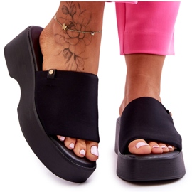 Damen-Plateauhausschuhe Schwarz Carmela