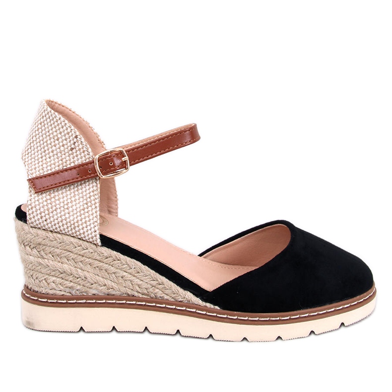 Ellio Schwarze Espadrilles mit Keilabsatz