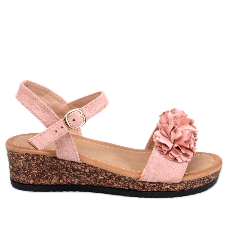 Keilsandalen mit Blumen Pionter Pink rosa
