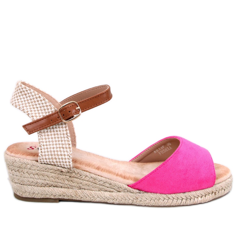 Eakes Fuchsia Keil-Espadrille-Sandalen rosa