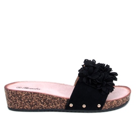 Keilsandaletten mit Blumen von Galia Black schwarz